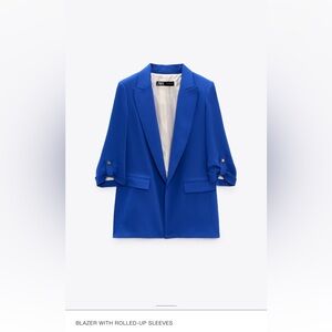 Zara blazer with rolled up sleeves! Oversized. Beautiful electric blue!